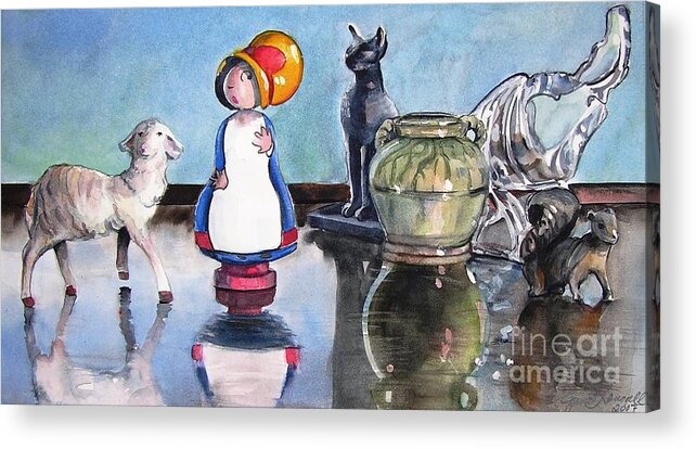 Miss Mary Acrylic Print featuring the painting Mary Had Many Little Things by Jane Loveall