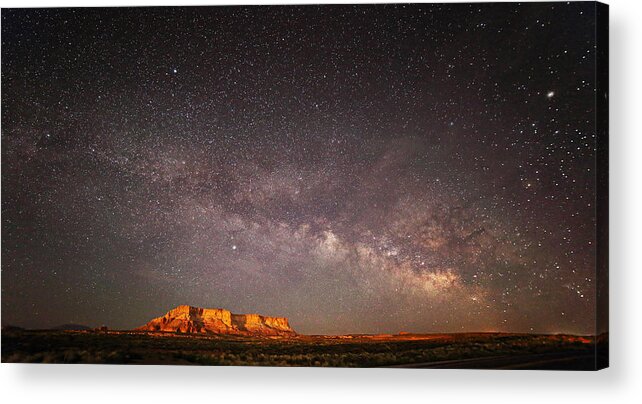 Monument Acrylic Print featuring the photograph Milky Way over LeChee Rock near Page AZ by Jean Clark