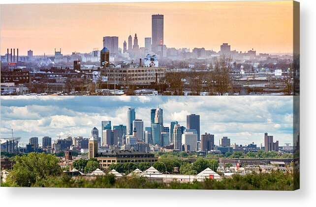 1975 Acrylic Print featuring the photograph Minneapolis Skylines - old and new by Mike Evangelist