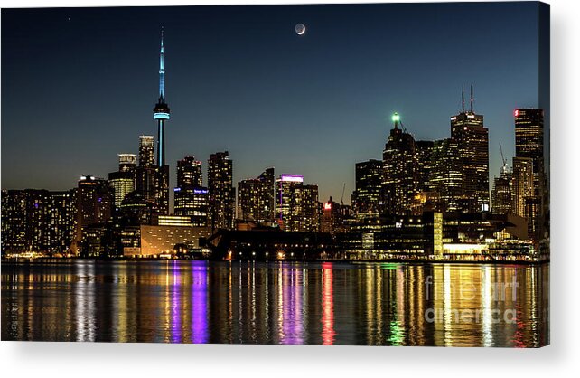 Toronto Acrylic Print featuring the photograph Moon Over Toronto by Phil Spitze