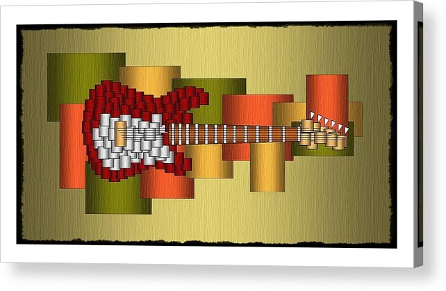 Music Acrylic Print featuring the digital art Music Series Horizontal Guitar Abstract by Terry Mulligan