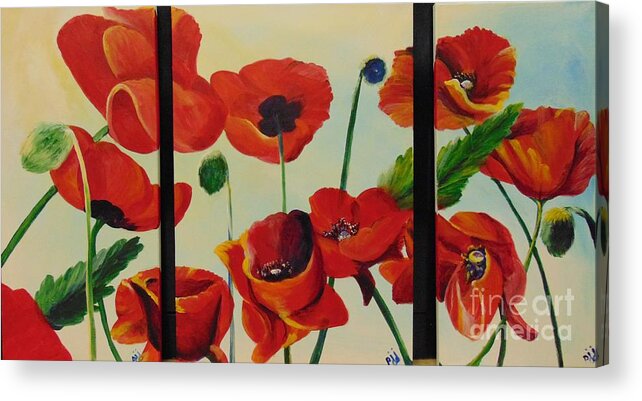 Acrylic Acrylic Print featuring the painting Poppies by Saundra Johnson