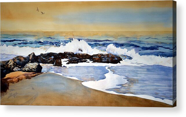 Watercolor Acrylic Print featuring the painting Seamist by Mick Williams