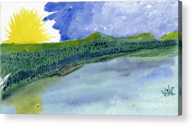 Landscape Acrylic Print featuring the painting Sunrise on the Clarkfork by Victor Vosen