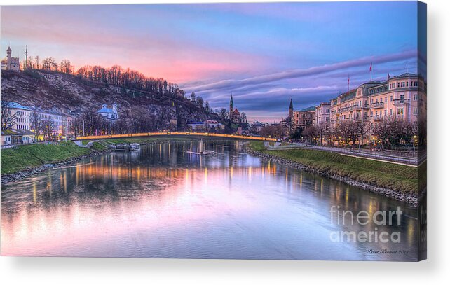 Salzburg Acrylic Print featuring the photograph Sunset in Saltzburg by Peter Kennett