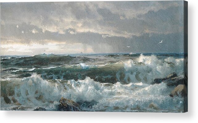 Winslow Homer Acrylic Print featuring the digital art Surf on the Rocks by Newwwman