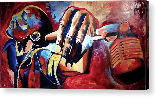 Rakim Acrylic Print featuring the painting the 18th Letter by Femme Blaicasso