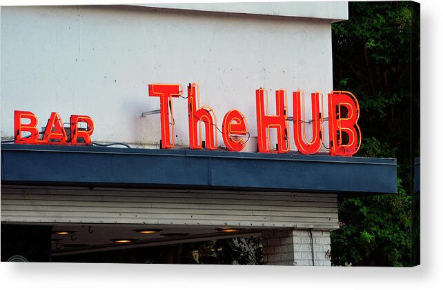 The Hub Bar Tampa Florida Acrylic Print featuring the photograph The Hub Bar sign by David Lee Thompson