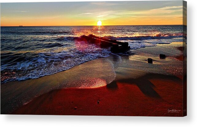 Ocean Acrylic Print featuring the photograph The Spray of Morning Sunshine by Shawn M Greener