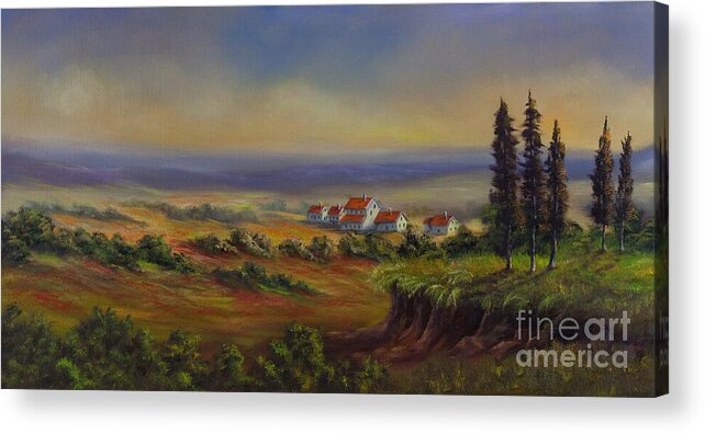 Tuscany Painting Acrylic Print featuring the painting Tuscany at Dusk by Charlotte Blanchard