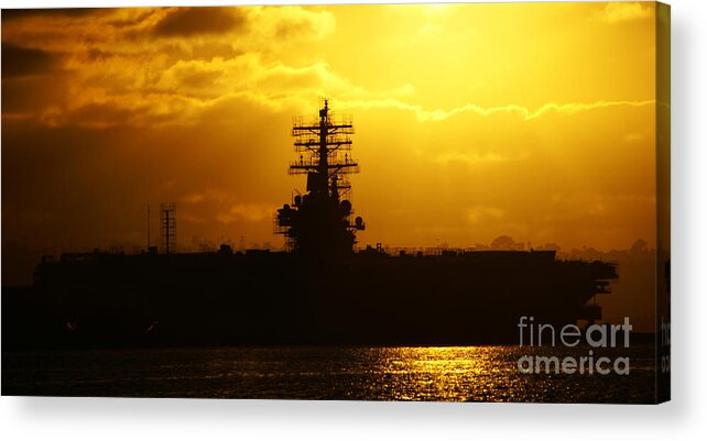 Uss Navy Acrylic Print featuring the photograph USS Ronald Reagan by Linda Shafer