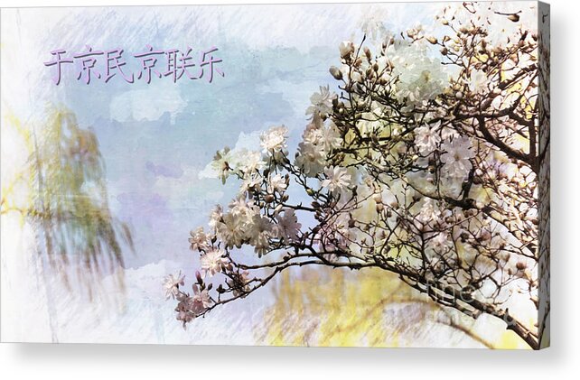 Spring Acrylic Print featuring the mixed media Japanese Vision by Elaine Manley