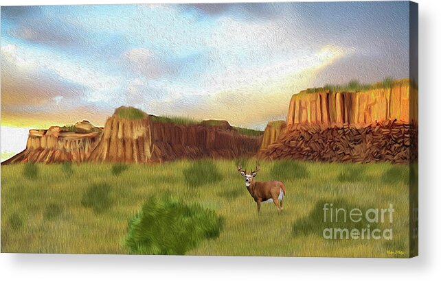 Deer Acrylic Print featuring the digital art Western Whitetail Deer by Walter Colvin