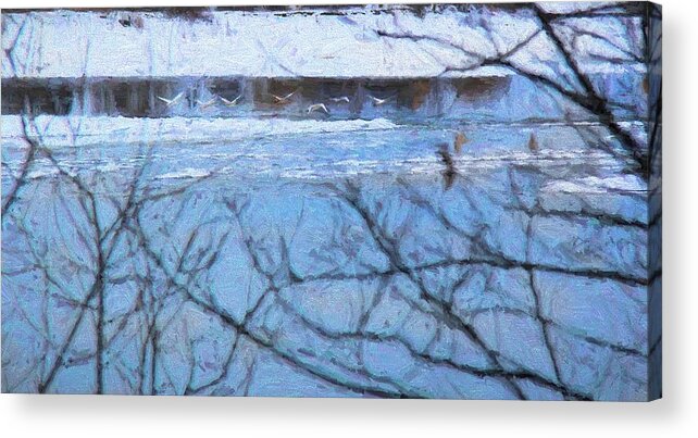 Water Acrylic Print featuring the photograph Winter River by Kathy Bassett