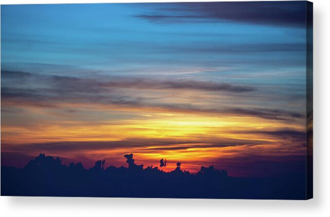 Cloud Acrylic Print featuring the photograph Sun Setting Over Clouds Views From Airplane #4 by Alex Grichenko