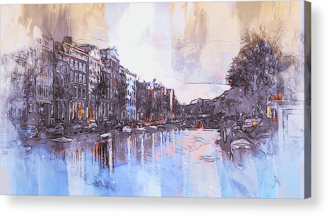 Amsterdam Colors Acrylic Print featuring the painting Amsterdam - 13 by AM FineArtPrints