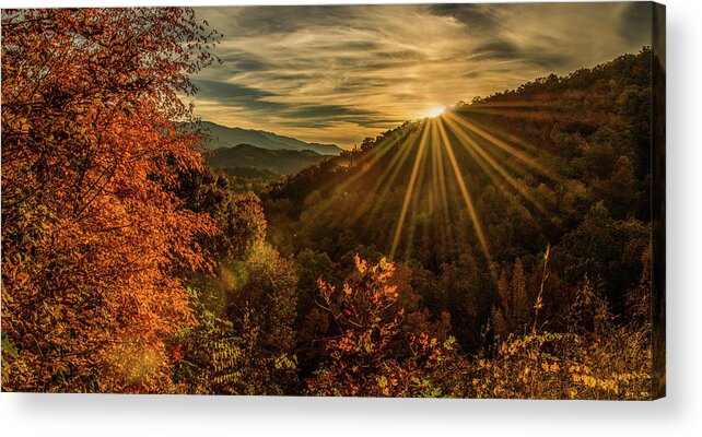 Foothills Parkway Acrylic Print featuring the photograph Autumn Sunset by Marcy Wielfaert