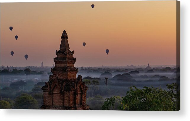 Balloons Acrylic Print featuring the photograph Bagan sunrise by Ann Moore