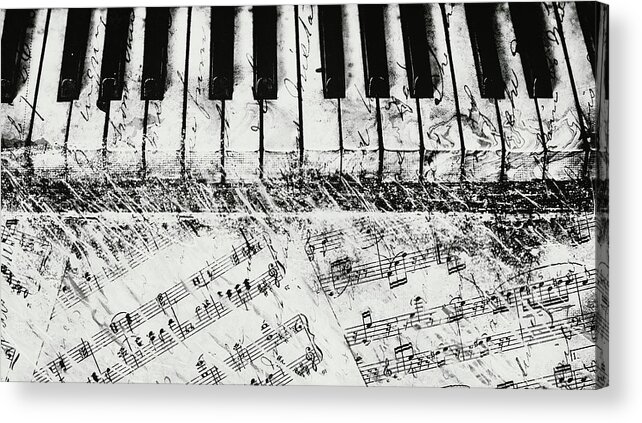 Piano Acrylic Print featuring the painting Black and White Piano Keys by Dan Meneely