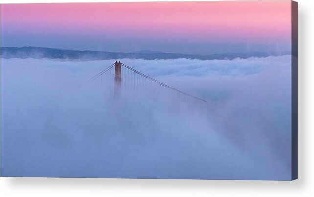 Bridge Acrylic Print featuring the photograph Cloudy Golden Gate Bridge by Johnson Huang