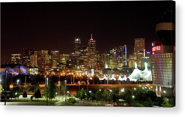 Downtown Acrylic Print featuring the photograph Downtown Denver at night by Chance Kafka