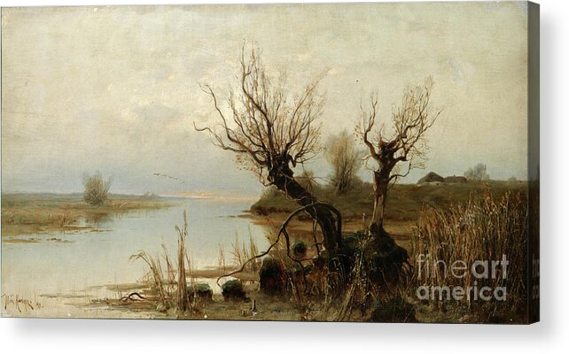 Oil Painting Acrylic Print featuring the drawing Flood Waters, 1890. Artist Klever, Juli by Heritage Images