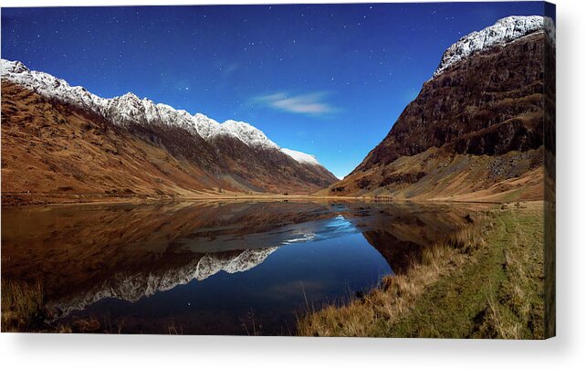Scenics Acrylic Print featuring the photograph Glencoe Moon Light Pano by Image By Peter Ribbeck