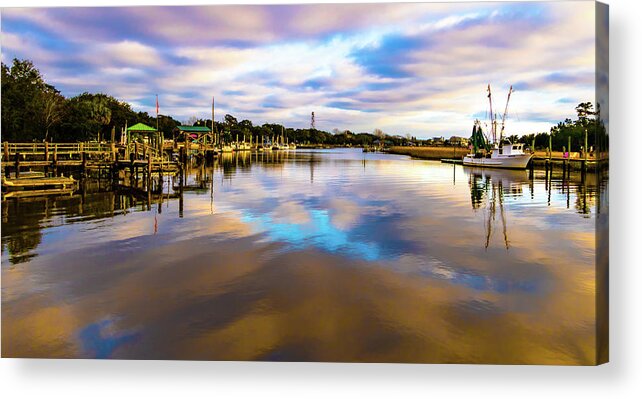 Mcclennanville Sunset Pano Acrylic Print featuring the photograph McClellanville Sunset Horizon by Norma Brandsberg