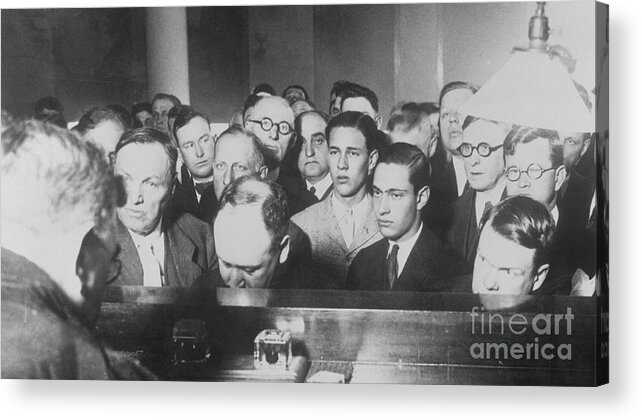 People Acrylic Print featuring the photograph Nathan Leopold And Richard Loeb In Court by Bettmann