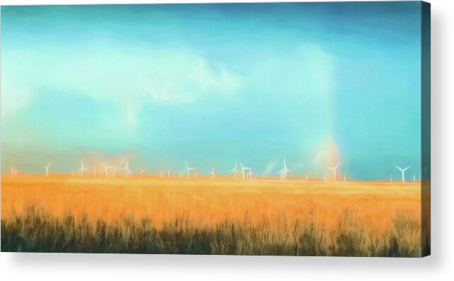 Oklahoma Acrylic Print featuring the digital art Oklahoma Windmills by Jason Fink