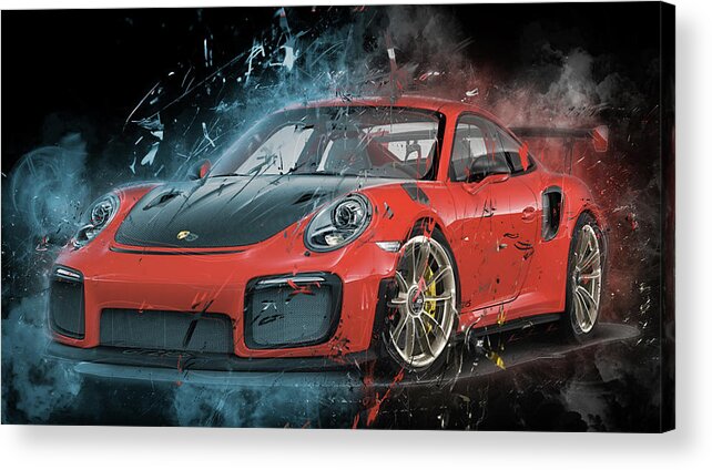 Porche Acrylic Print featuring the digital art Porsche 911 GT2 by Pheasant Run Gallery