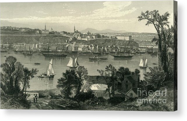 Engraving Acrylic Print featuring the drawing Quebec by Print Collector