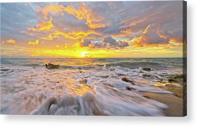 Carlin Park Acrylic Print featuring the photograph Rushing Surf by Steve DaPonte