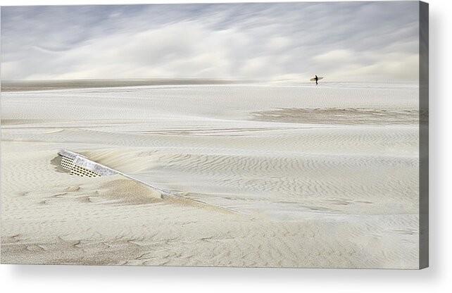 Surfer Acrylic Print featuring the photograph Sand Catcher And Surfer by Gilbert Claes