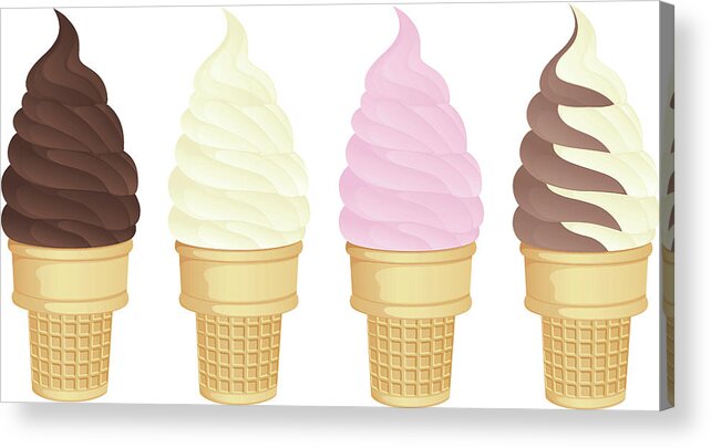 Unhealthy Eating Acrylic Print featuring the digital art Soft Serve Cones by Johnnylemonseed