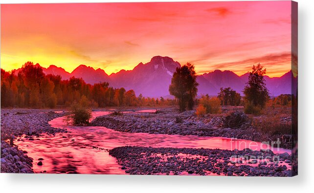 Grand Teton Acrylic Print featuring the photograph Spread Creek Purple Waters by Adam Jewell