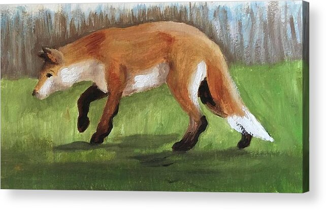 Fox Acrylic Print featuring the painting Spring Fox by Lisa Curry Mair