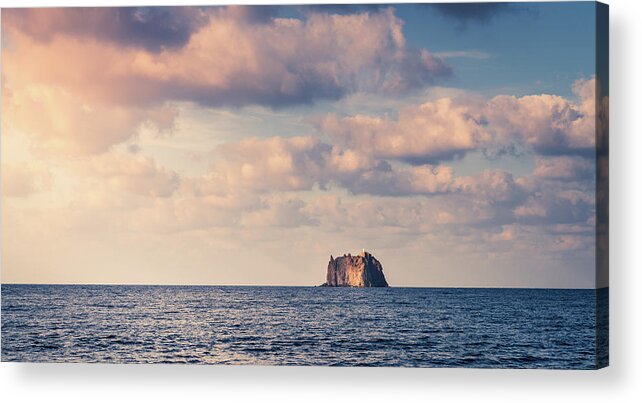 Aeolian Acrylic Print featuring the photograph Strombolicchio Lighthouse Island by Alexey Stiop