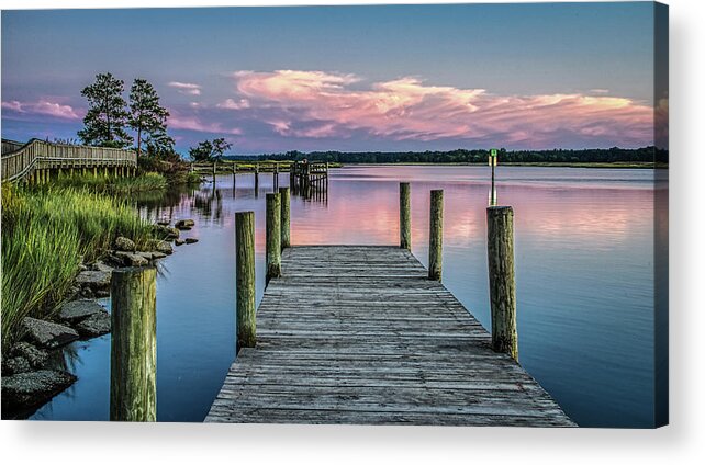 Denbigh Pier Acrylic Print featuring the photograph Sunset in Eastern Sky by Jerry Gammon