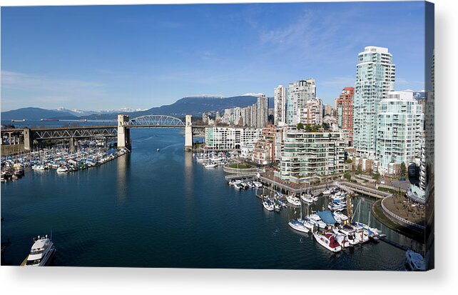 Scenics Acrylic Print featuring the photograph Vancouver Waterfront Panorama by Dan prat