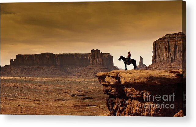Horse Acrylic Print featuring the photograph Western Cowboy Native American by Yinyang