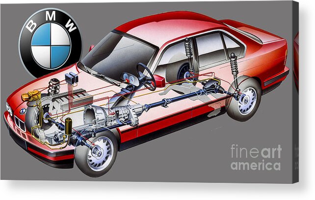 Germany legendary sport 4 door sedan BMW 5 Series E34. Cutaway
