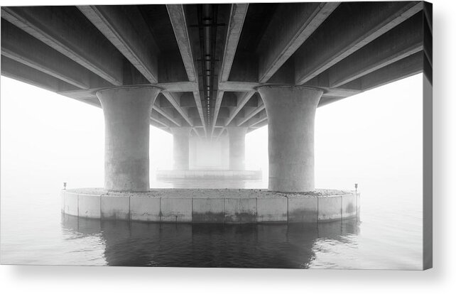 San Diego Acrylic Print featuring the photograph Mission Bay Bridge in Fog #2 by William Dunigan