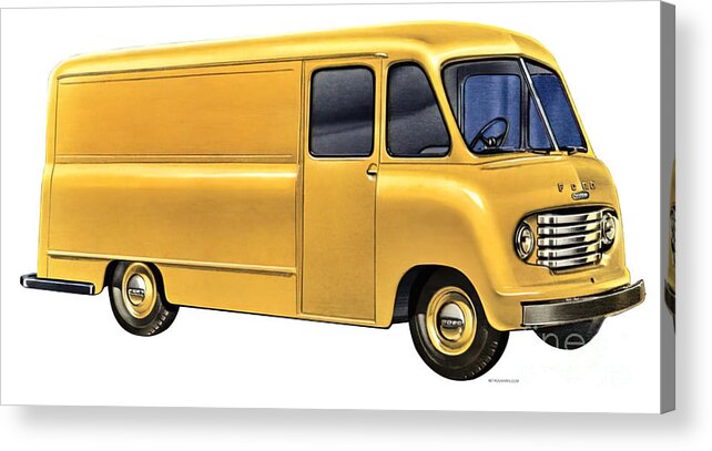 1930s Acrylic Print featuring the painting 1947 Ford Transit Bus by Retrographs