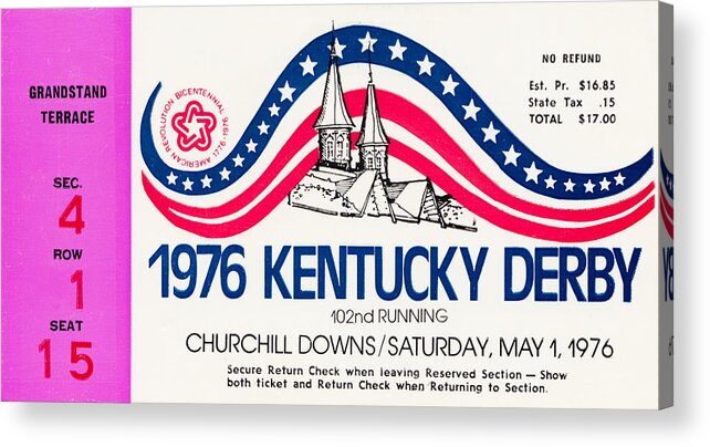 Acrylic Print featuring the drawing 1976 Kentucky Derby by Row One Brand