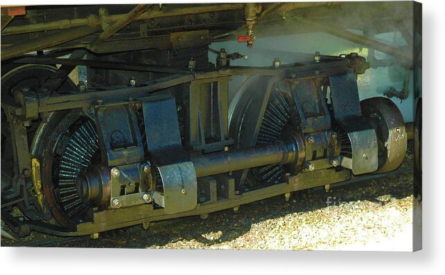 Train Acrylic Print featuring the digital art RAILROAD MACHINERY - Shay Steam Locomotive Gear Drive 2 by John and Sheri Cockrell