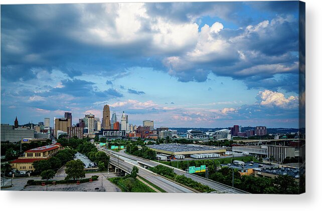 Town Acrylic Print featuring the photograph Cincinnati Ohio Daylight Skyline by Dave Morgan