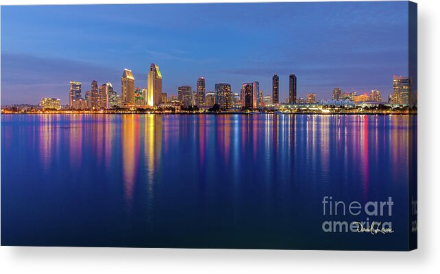 Beach Acrylic Print featuring the photograph A Rich Evening Colors of the San Diego Skyline by David Levin