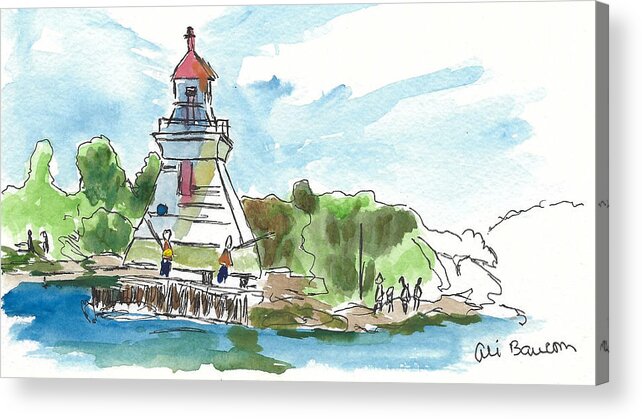 Lighthouse Acrylic Print featuring the painting Around the LIghthouse by Ali Baucom