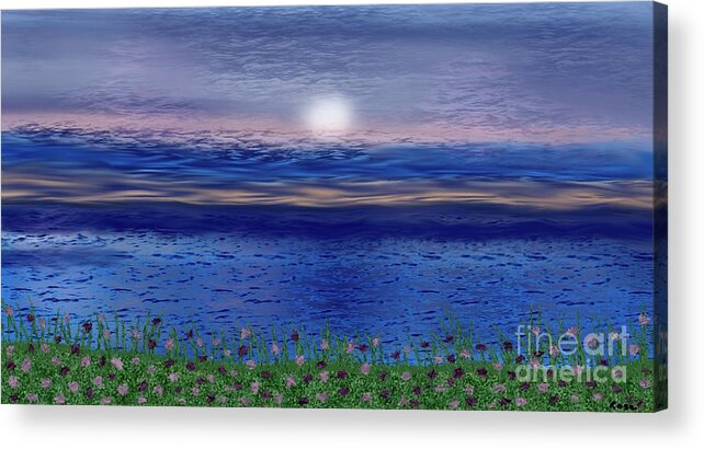 Sunrise Acrylic Print featuring the digital art Beachside sunrise by Elaine Rose Hayward